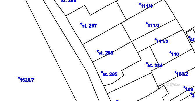 Parcela st. 286 v KÚ Topolná, Katastrální mapa