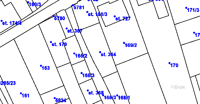 Parcela st. 364 v KÚ Topolná, Katastrální mapa