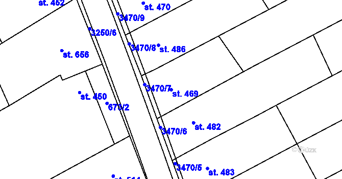 Parcela st. 469 v KÚ Topolná, Katastrální mapa
