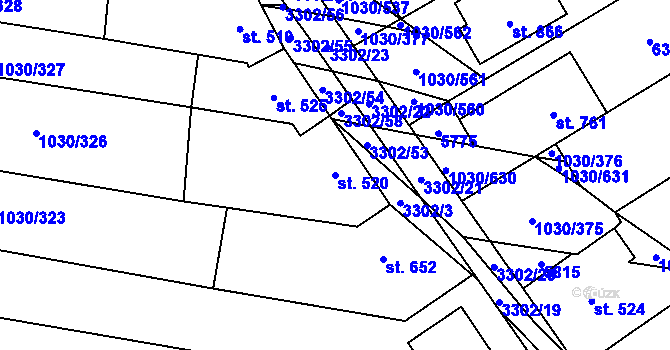Parcela st. 520 v KÚ Topolná, Katastrální mapa