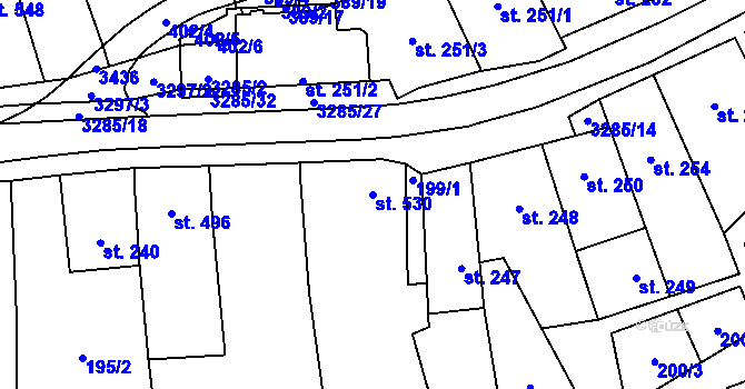 Parcela st. 530 v KÚ Topolná, Katastrální mapa