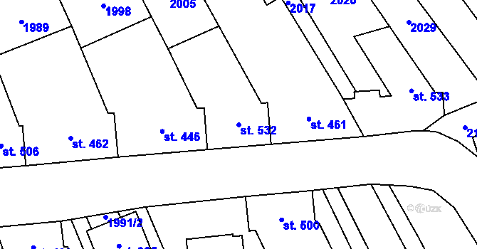 Parcela st. 532 v KÚ Topolná, Katastrální mapa