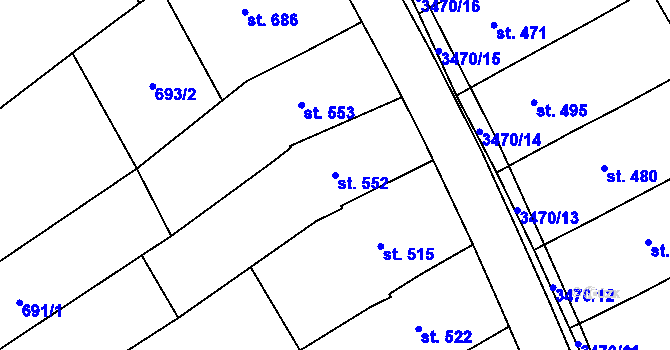 Parcela st. 552 v KÚ Topolná, Katastrální mapa