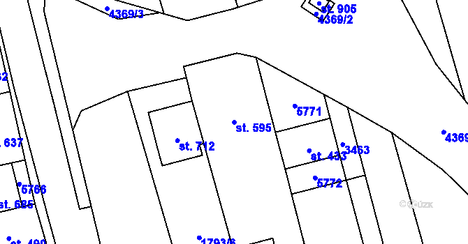 Parcela st. 595 v KÚ Topolná, Katastrální mapa
