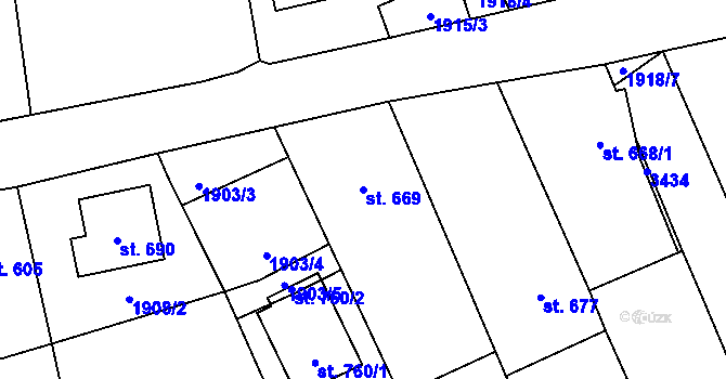 Parcela st. 669 v KÚ Topolná, Katastrální mapa