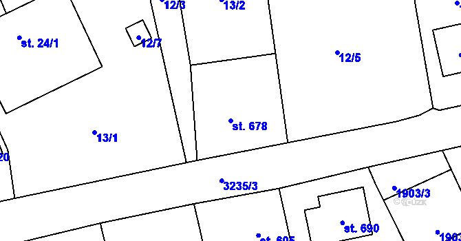 Parcela st. 678 v KÚ Topolná, Katastrální mapa
