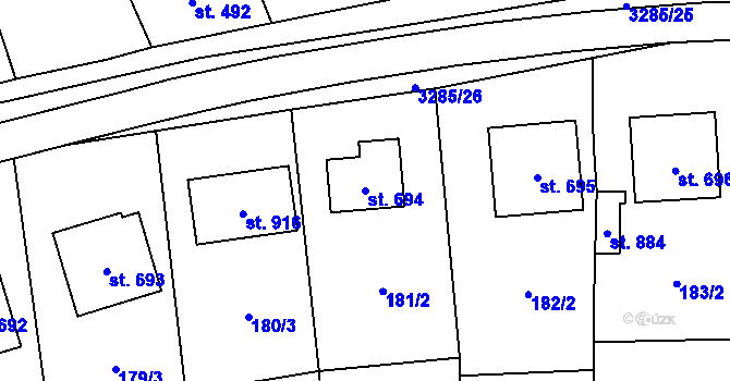 Parcela st. 694 v KÚ Topolná, Katastrální mapa