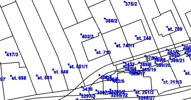 Parcela st. 710 v KÚ Topolná, Katastrální mapa