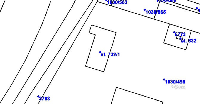 Parcela st. 732/1 v KÚ Topolná, Katastrální mapa