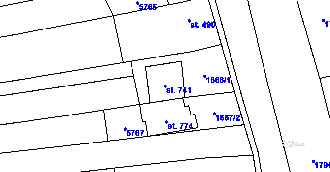 Parcela st. 741 v KÚ Topolná, Katastrální mapa