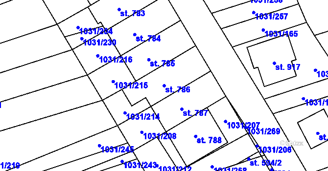 Parcela st. 786 v KÚ Topolná, Katastrální mapa
