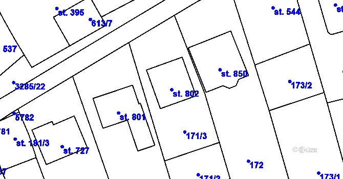 Parcela st. 802 v KÚ Topolná, Katastrální mapa