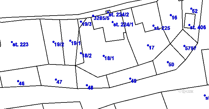 Parcela st. 18 v KÚ Topolná, Katastrální mapa