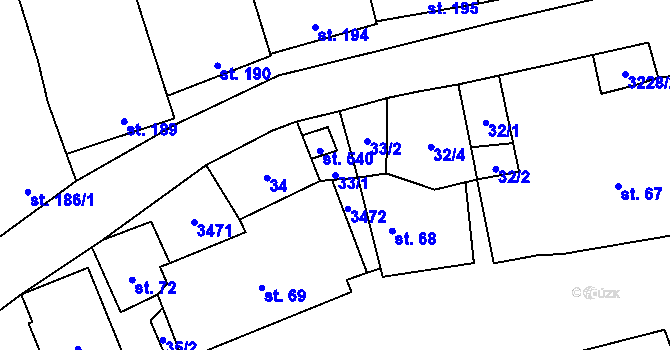 Parcela st. 33/1 v KÚ Topolná, Katastrální mapa