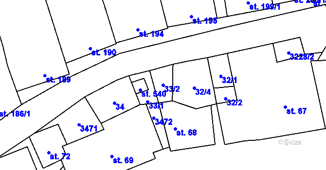 Parcela st. 33/2 v KÚ Topolná, Katastrální mapa