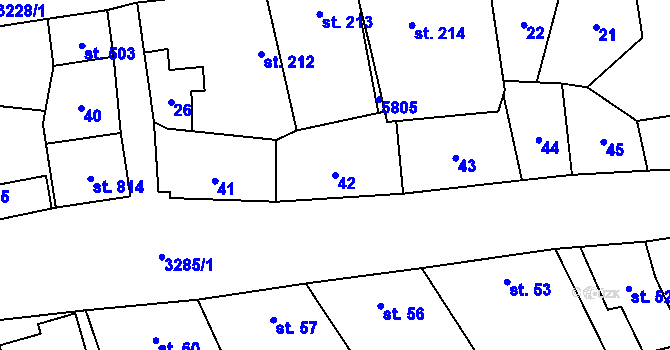 Parcela st. 42 v KÚ Topolná, Katastrální mapa