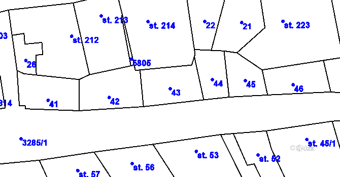 Parcela st. 43 v KÚ Topolná, Katastrální mapa