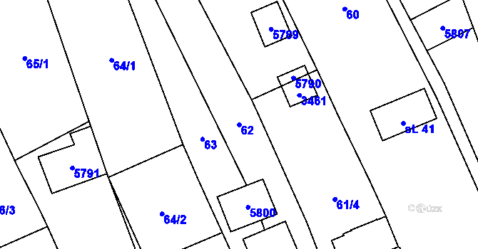 Parcela st. 62 v KÚ Topolná, Katastrální mapa