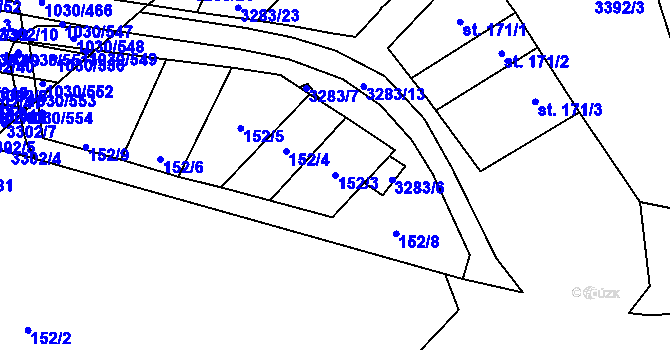Parcela st. 152/3 v KÚ Topolná, Katastrální mapa