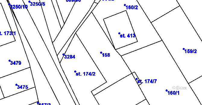 Parcela st. 158 v KÚ Topolná, Katastrální mapa