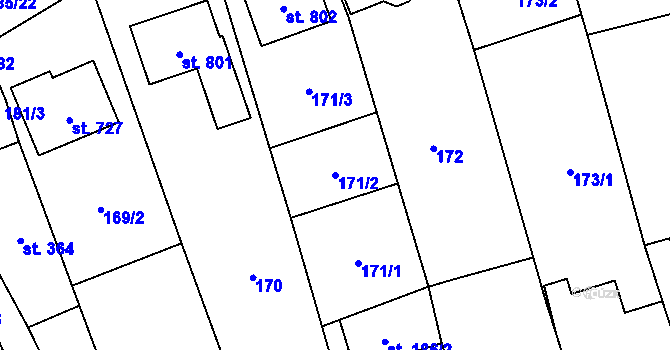 Parcela st. 171/2 v KÚ Topolná, Katastrální mapa