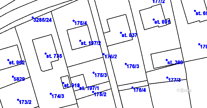 Parcela st. 176/2 v KÚ Topolná, Katastrální mapa