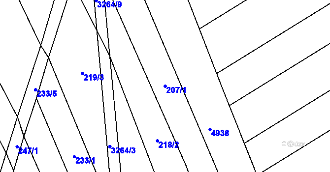 Parcela st. 207/1 v KÚ Topolná, Katastrální mapa