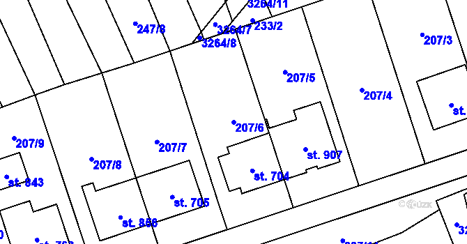 Parcela st. 207/6 v KÚ Topolná, Katastrální mapa