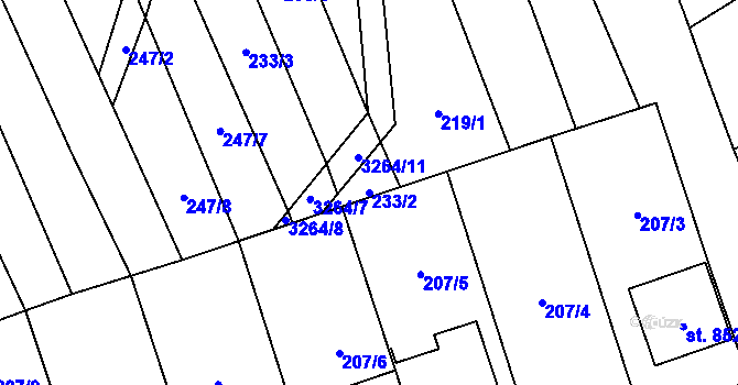 Parcela st. 233/2 v KÚ Topolná, Katastrální mapa