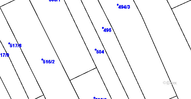 Parcela st. 504 v KÚ Topolná, Katastrální mapa