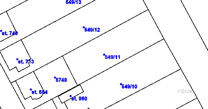 Parcela st. 549/11 v KÚ Topolná, Katastrální mapa