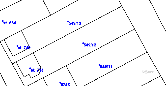 Parcela st. 549/12 v KÚ Topolná, Katastrální mapa
