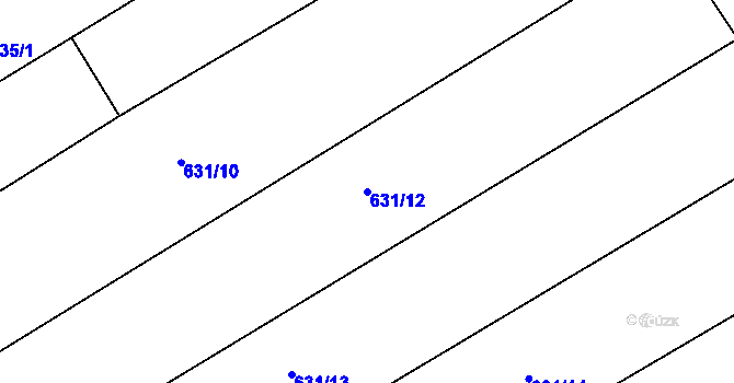 Parcela st. 631/12 v KÚ Topolná, Katastrální mapa