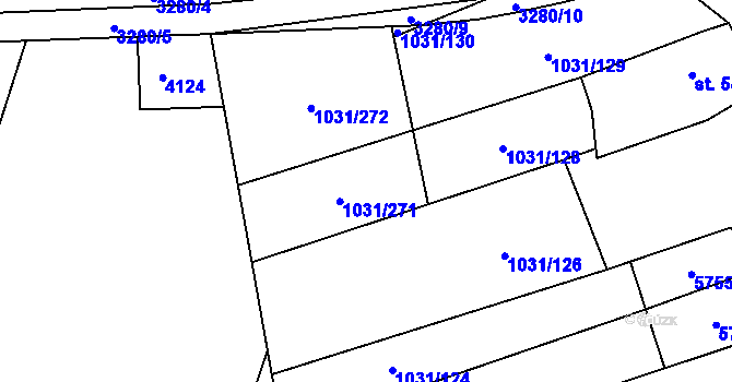 Parcela st. 1031/128 v KÚ Topolná, Katastrální mapa