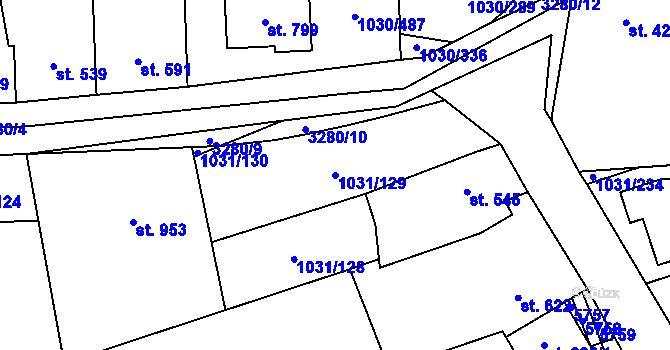 Parcela st. 1031/129 v KÚ Topolná, Katastrální mapa
