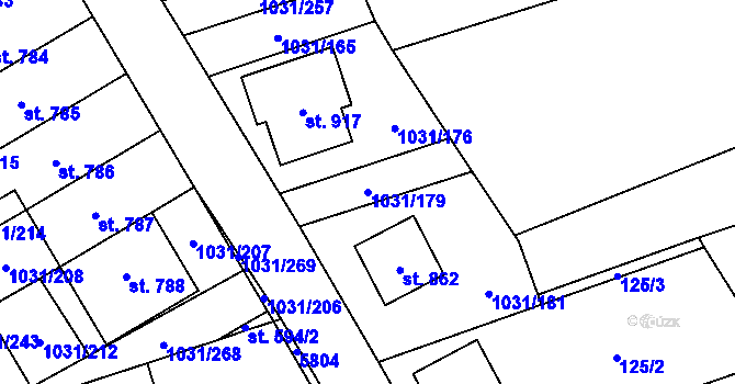 Parcela st. 1031/179 v KÚ Topolná, Katastrální mapa