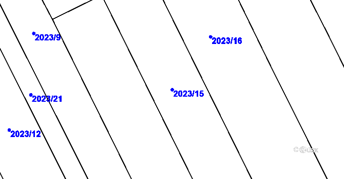Parcela st. 2023/15 v KÚ Topolná, Katastrální mapa