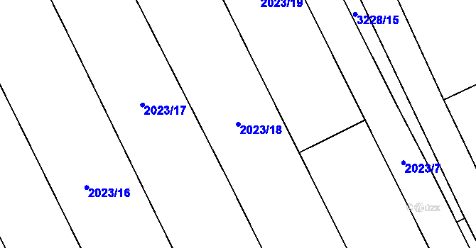 Parcela st. 2023/18 v KÚ Topolná, Katastrální mapa