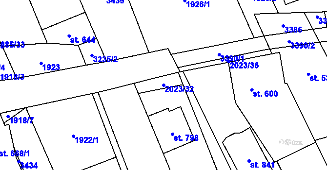 Parcela st. 2023/32 v KÚ Topolná, Katastrální mapa