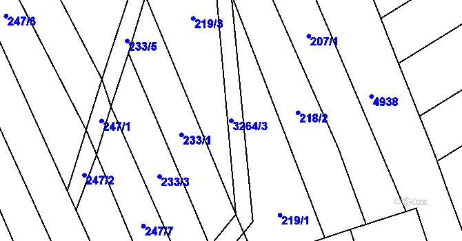 Parcela st. 3264/3 v KÚ Topolná, Katastrální mapa