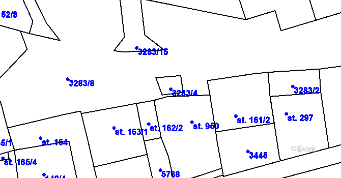 Parcela st. 3283/4 v KÚ Topolná, Katastrální mapa