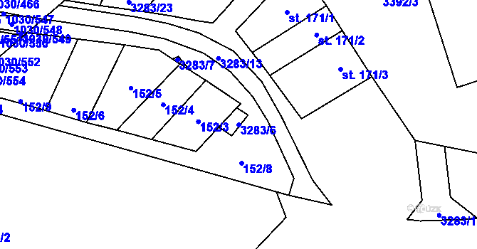 Parcela st. 3283/6 v KÚ Topolná, Katastrální mapa