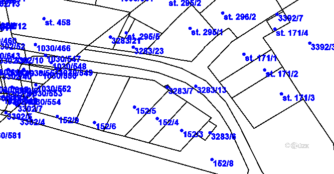 Parcela st. 3283/7 v KÚ Topolná, Katastrální mapa
