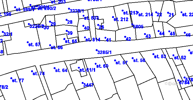 Parcela st. 3285/1 v KÚ Topolná, Katastrální mapa