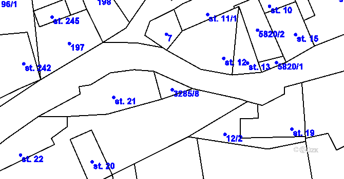 Parcela st. 3285/8 v KÚ Topolná, Katastrální mapa