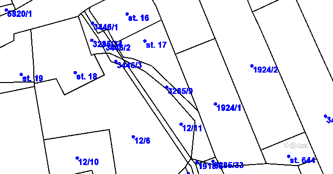 Parcela st. 3285/9 v KÚ Topolná, Katastrální mapa