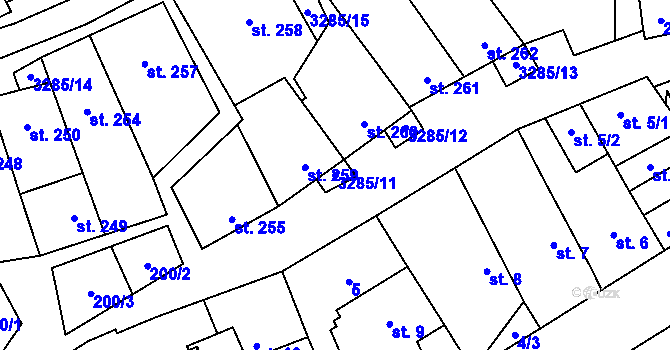 Parcela st. 3285/11 v KÚ Topolná, Katastrální mapa