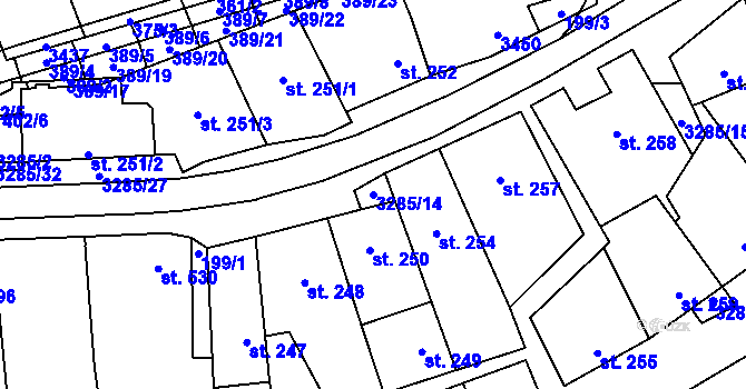 Parcela st. 3285/14 v KÚ Topolná, Katastrální mapa