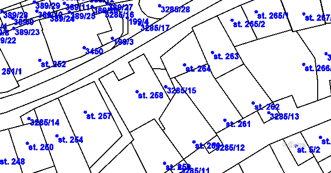 Parcela st. 3285/15 v KÚ Topolná, Katastrální mapa