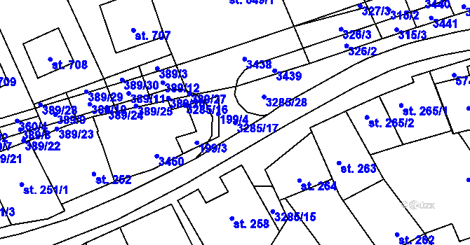 Parcela st. 3285/17 v KÚ Topolná, Katastrální mapa